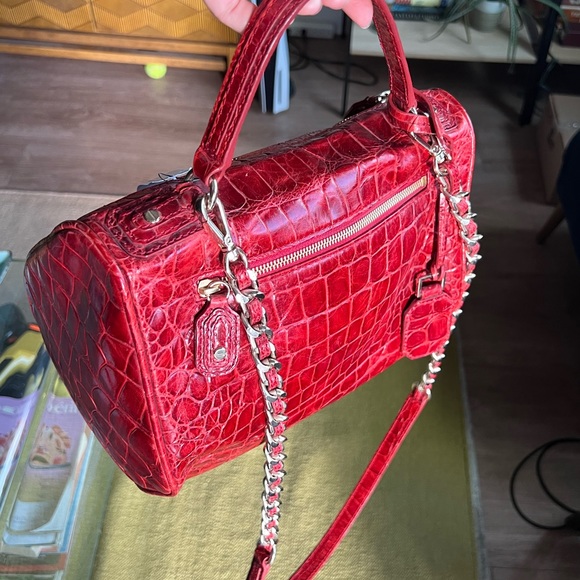 alice + olivia Alana Croc Embossed Leather Handle Bag - Picture 5 of 10